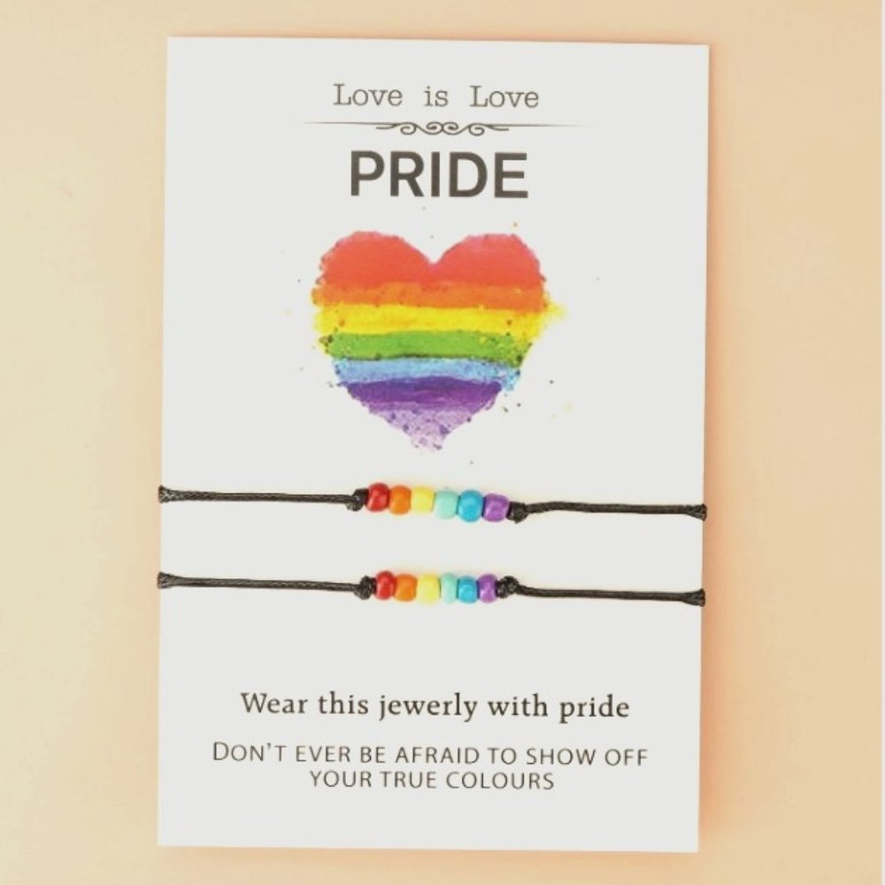 Pride Love is Love Rainbow Colorful Bracelet Set - 2 Pieces